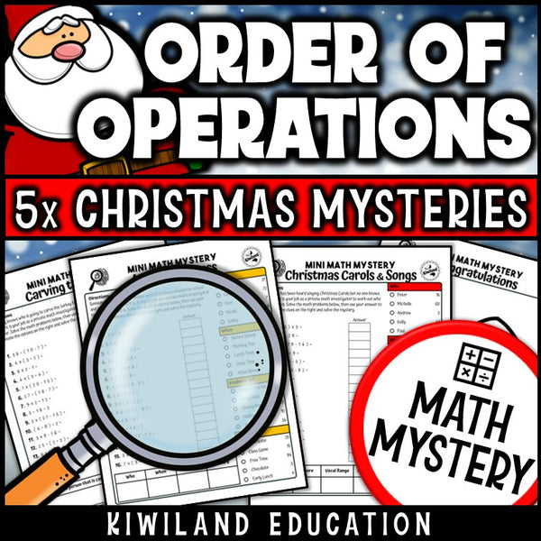 Christmas order of operations math mystery answer key