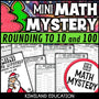 Christmas rounding to the nearest 10 and 100 math mystery worksheets cover