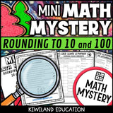 Christmas rounding math mystery worksheet sample page