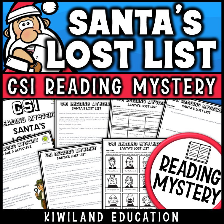 Christmas reading mystery Santa's Lost List cover for grades 3-6