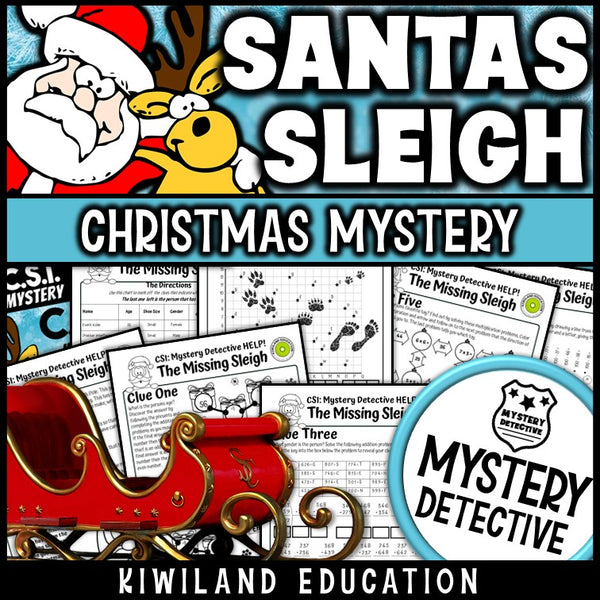 Christmas santas sleigh CSI mystery detective grades 2-3