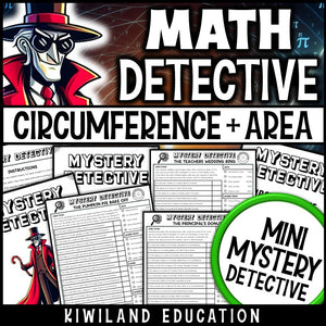 Circumference & Area of a Circle | Mystery Detective Worksheets | Grades 7–8 | Pi Day