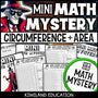 Circumference and area of a circle math mystery worksheets cover