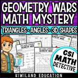 Classifying Shapes, Triangles and Angles CSI Math Mystery cover - Geometry Wars, Grades 4-6