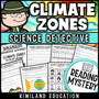 Climate zones and weather science reading mystery cover for grades 3-6
