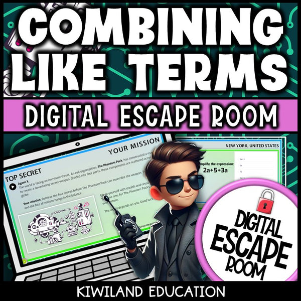 Combining Like Terms digital escape room cover