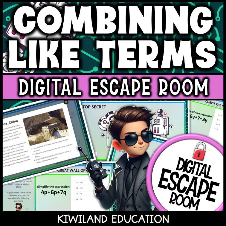 Simplifying expressions escape room challenge screen