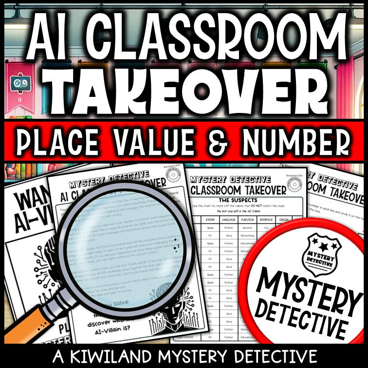 Compare and order whole numbers detective activity story page suspect chart