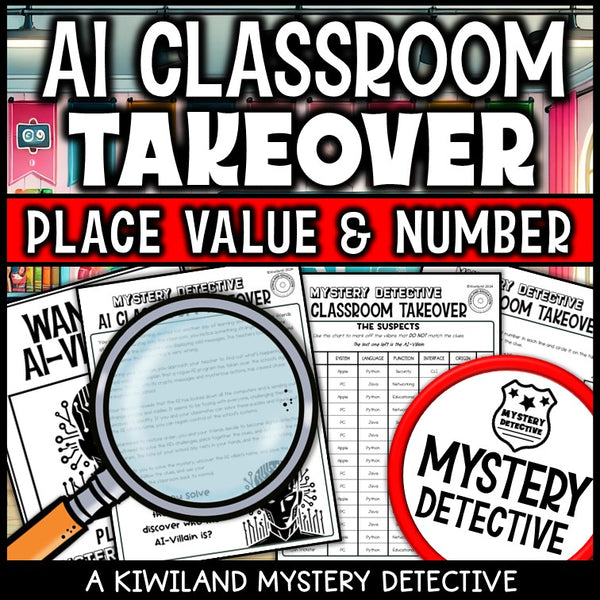 Compare and order whole numbers detective activity story page suspect chart