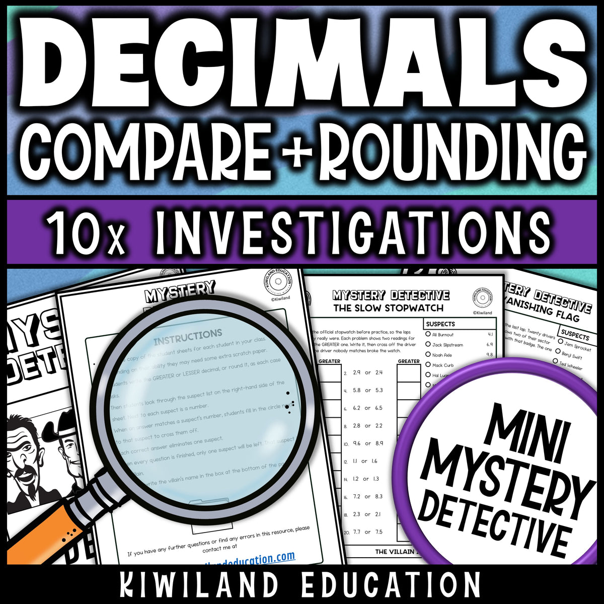 Comparing decimals with tenths and hundredths activity pages and teacher instructions, racing math for math centers, morning work and early finishers