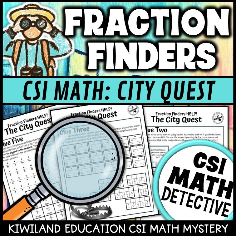 Comparing and equivalent fractions pages - City Quest math mystery