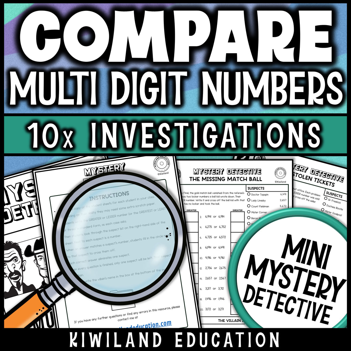 Comparing whole numbers practice pages and teacher instructions for math centers and morning work, greater and lesser number cases