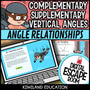 Complementary, supplementary and vertical angles digital escape room cover