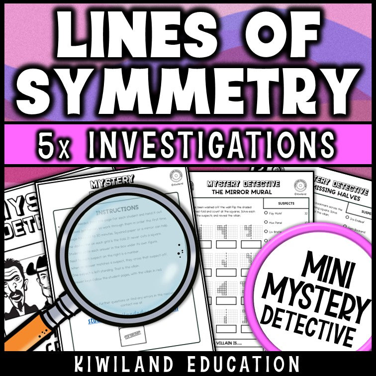 Complete the symmetrical figure mirror image reflection mystery detective printable
