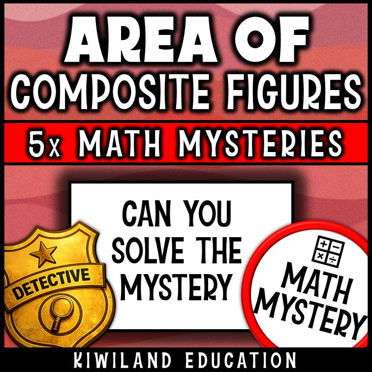 Composite area math mystery worksheets with answer keys for sub plans and early finishers