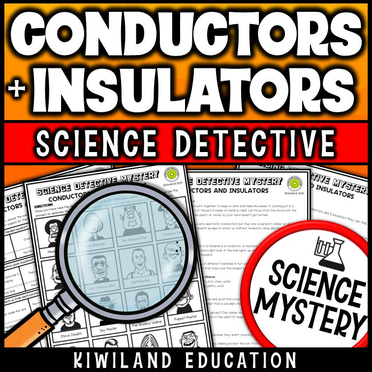 Conductors and Insulators mystery suspect line-up and answer key