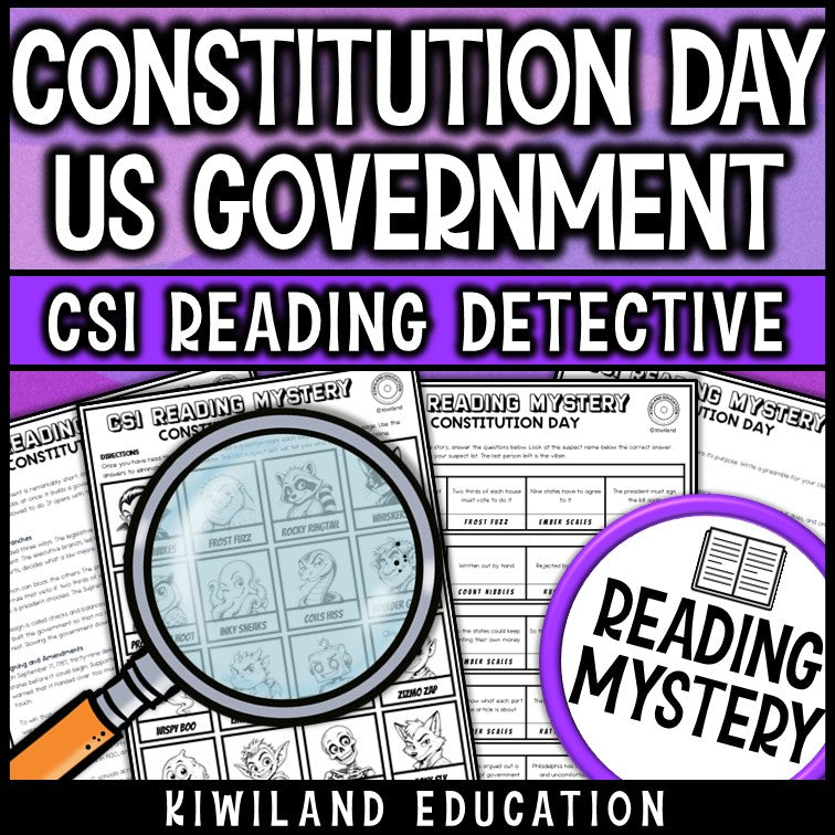 Constitution Day activities with suspect elimination detective mystery for social studies