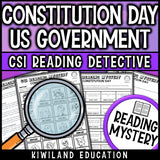 Constitution Day activities with suspect elimination detective mystery for social studies