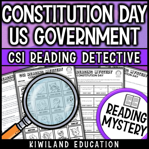 Constitution Day activities with suspect elimination detective mystery for social studies