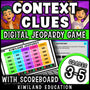 Context clues digital Jeopardy game cover, ELA vocabulary review for grades 3–6