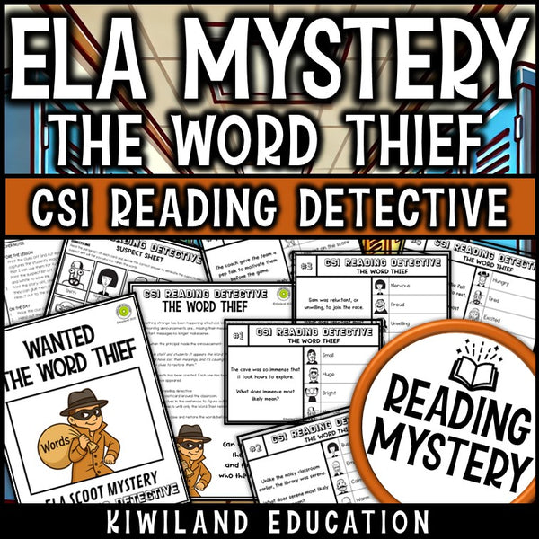 Context Clues ELA Mystery – The Case of the Word Thief Scoot task cards for Grades 3–6