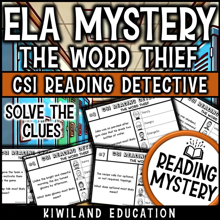 Context Clues ELA Mystery suspect line-up and recording sheet