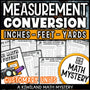 Converting customary units of length math mystery worksheets cover