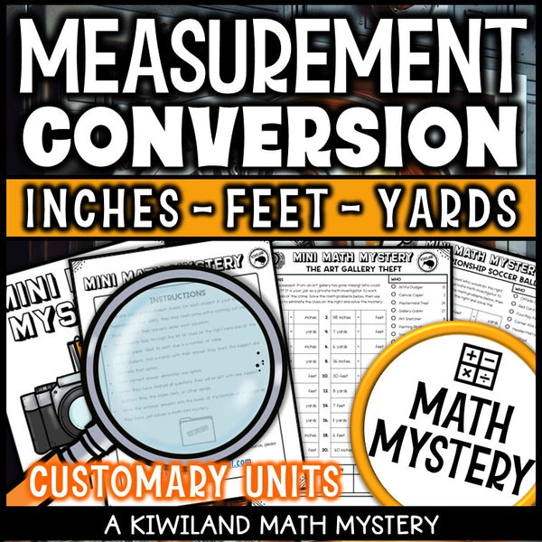 Converting customary units of length math mystery worksheet sample page