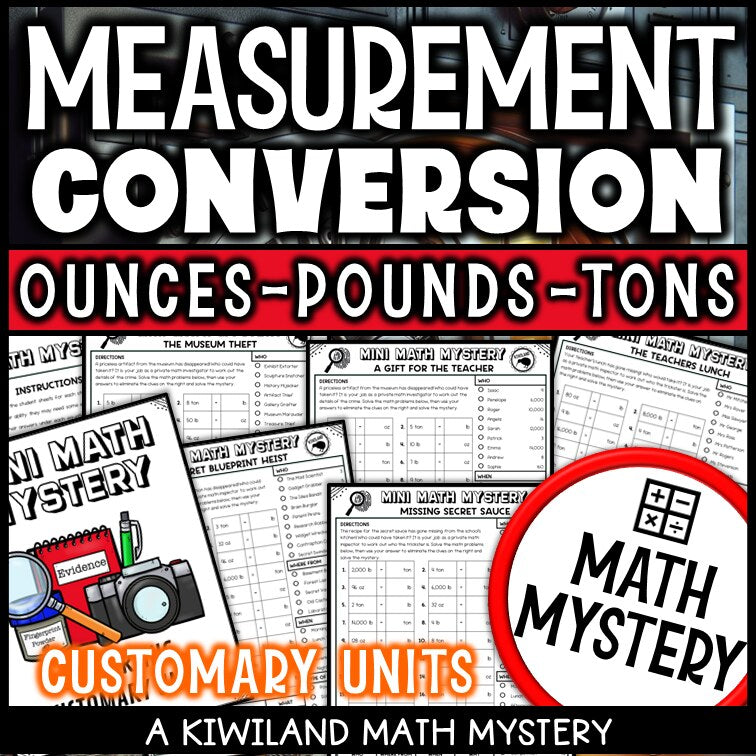 Converting customary units of weight math mystery worksheets cover