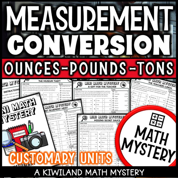 Converting customary units of weight math mystery worksheets cover