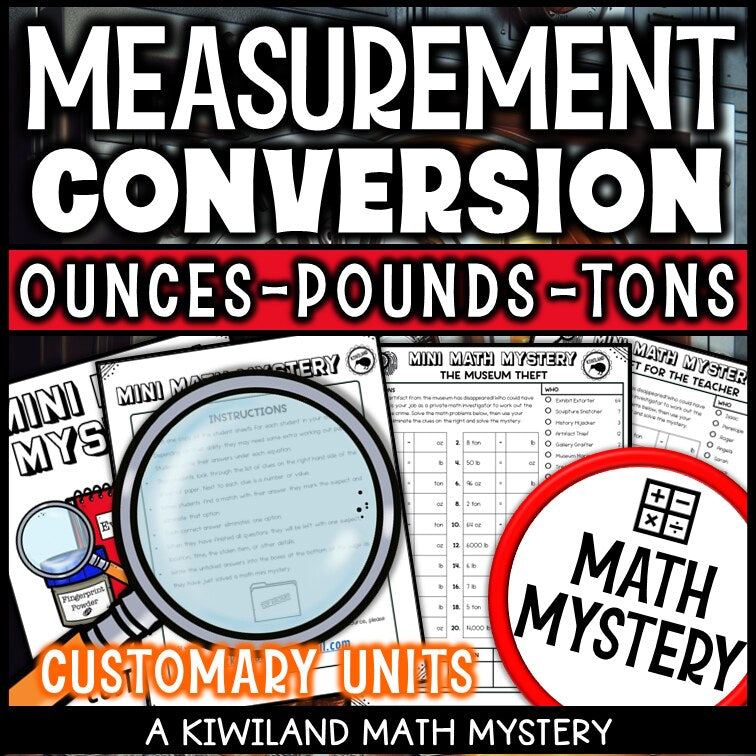 Converting customary units of weight math mystery worksheet sample page