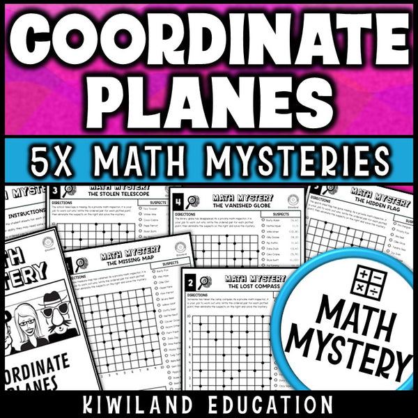 Coordinate plane ordered pairs math mystery worksheets cover for 5th grade