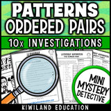 Coordinate plane and pattern rules math centers with teacher instructions, ready for morning work and homework