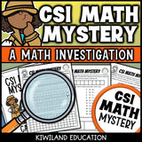 CSI Math Mystery clue pages with skip counting by 3s and 4s on a hundreds chart