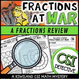 CSI Math Mystery suspect elimination page - Fractions at War