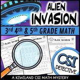 CSI Math Mystery suspect elimination page for multiplication and division - Alien Invasion