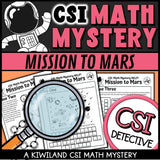 CSI Math Mystery room elimination page for multiplication and division - Mission to Mars