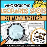 CSI Math Mystery suspect elimination page for multiplication and division - Leopard's Spots