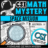 CSI Math Mystery suspect elimination page for addition and subtraction - Space Mission