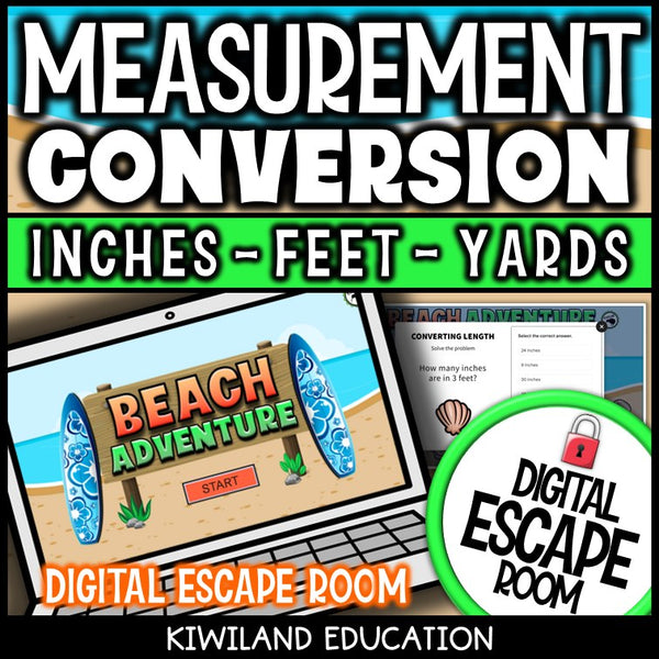 Converting Customary Units of Length Digital Escape Room cover – Kiwiland Education