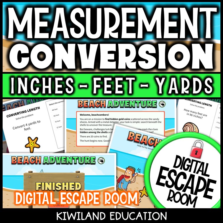 Customary units of length escape room – beach adventure activity