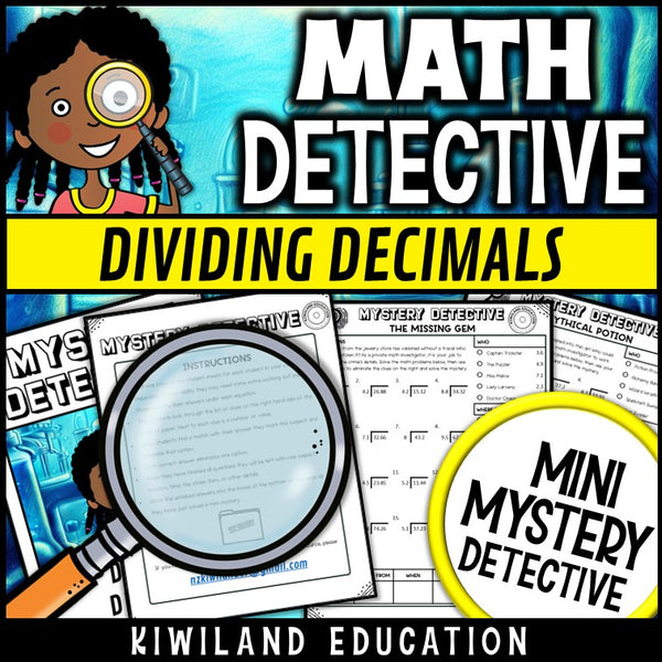 Decimal division by whole numbers and decimals practice pages