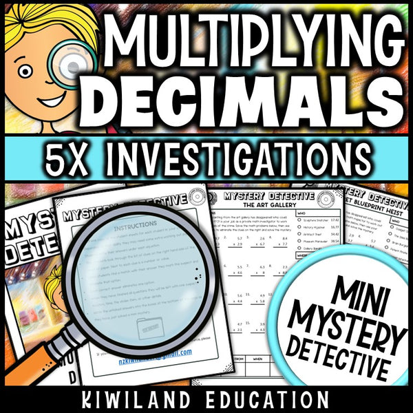 Decimal multiplication practice detective cases