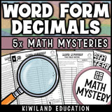 Decimal place value number names detective activity for morning work