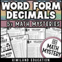 Decimal word form to standard form math mystery worksheets for 5th grade