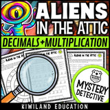 Decimals and 2-digit multiplication math worksheets no-prep printable