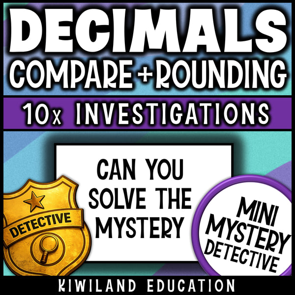 Can you solve the mystery? No prep decimals detective activity for 4th grade and 5th grade math review, early finishers, sub days and homework