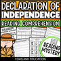 Declaration of Independence reading mystery comprehension activity cover for grades 3-6