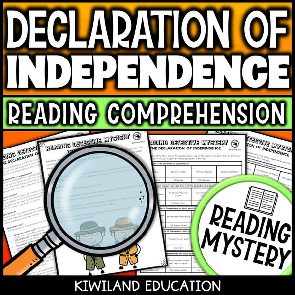 Printable nonfiction Declaration of Independence reading comprehension passage activity for grades 3-6