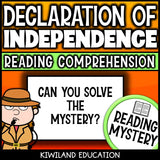 No-prep Declaration of Independence reading comprehension worksheet with answer key